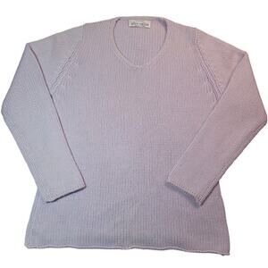 💜 VTG Alice Collins 100% Cashmere V-Neck Sweater – Made in Scotland – Lilac – M